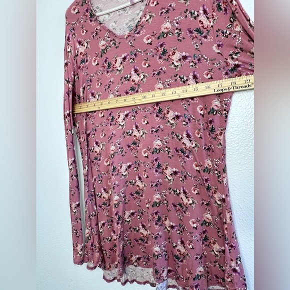 Floral Pink V-Neck Top long sleeve size Xl long sleeve - Picture 4 of 9